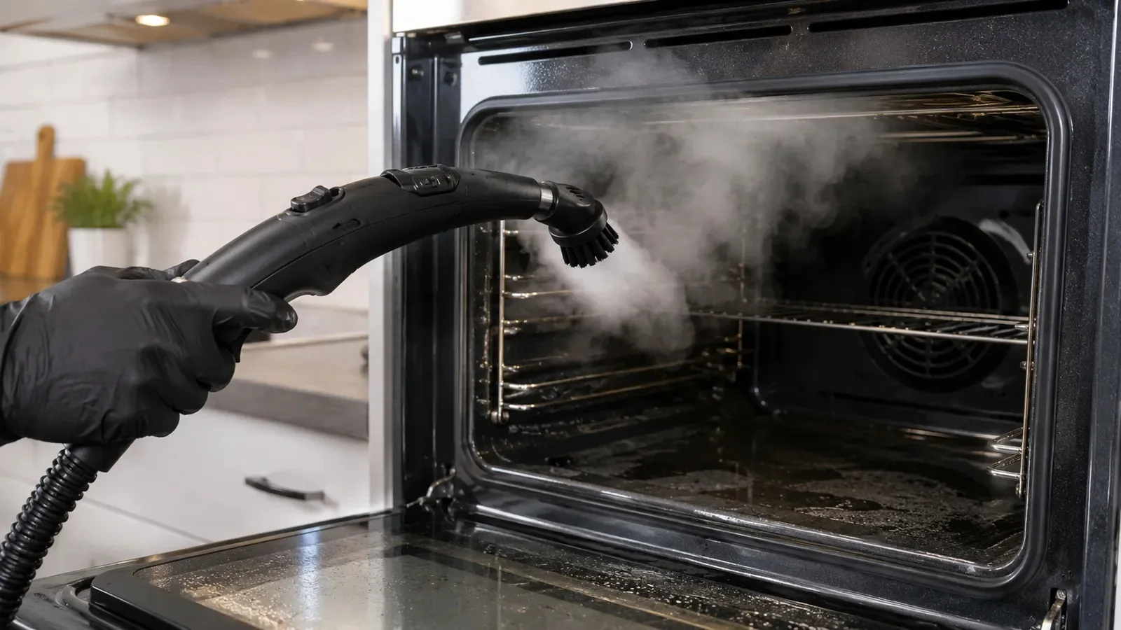 Limpieza con vapor de un horno