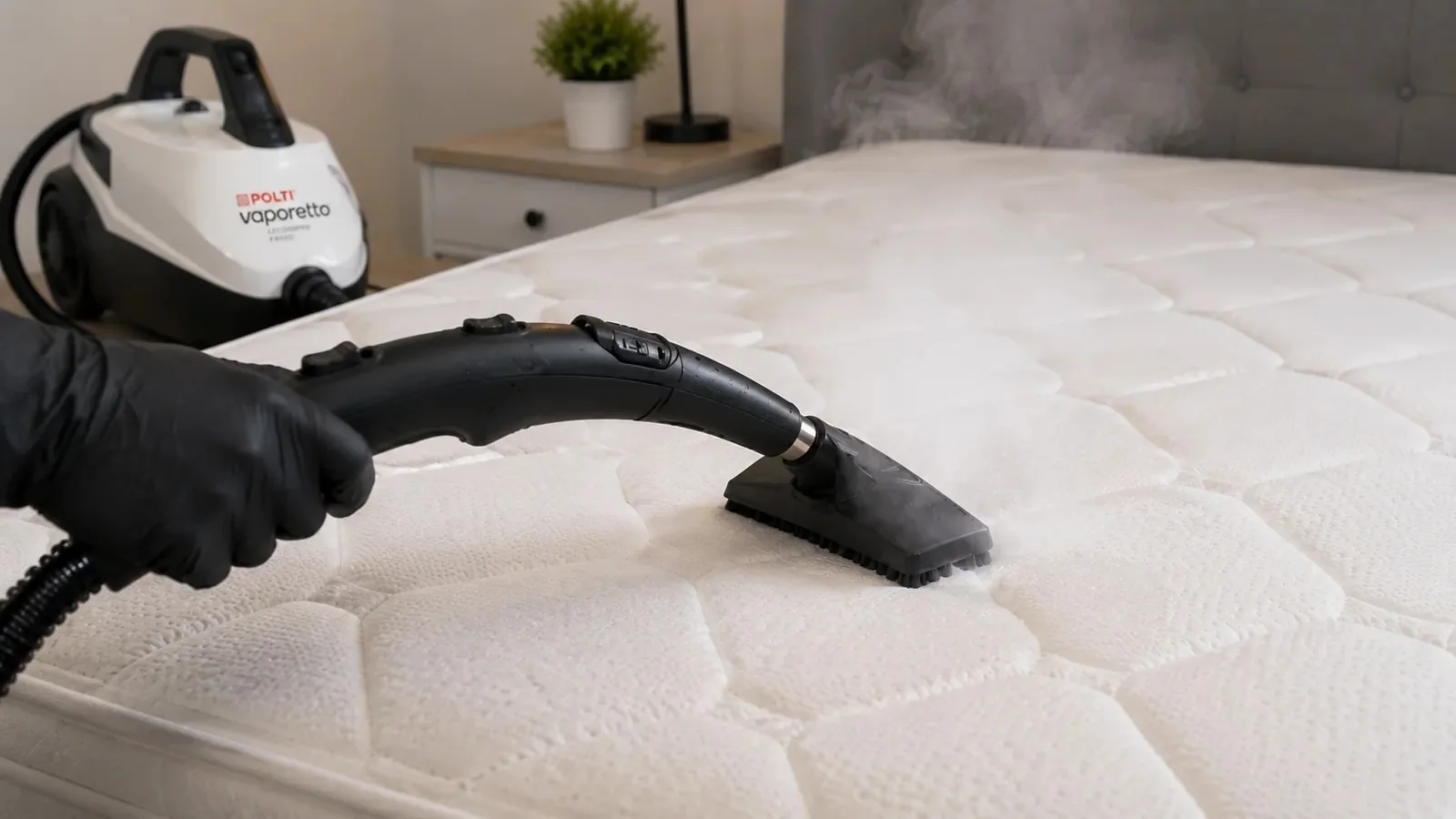 Limpieza con vapor de un colchón