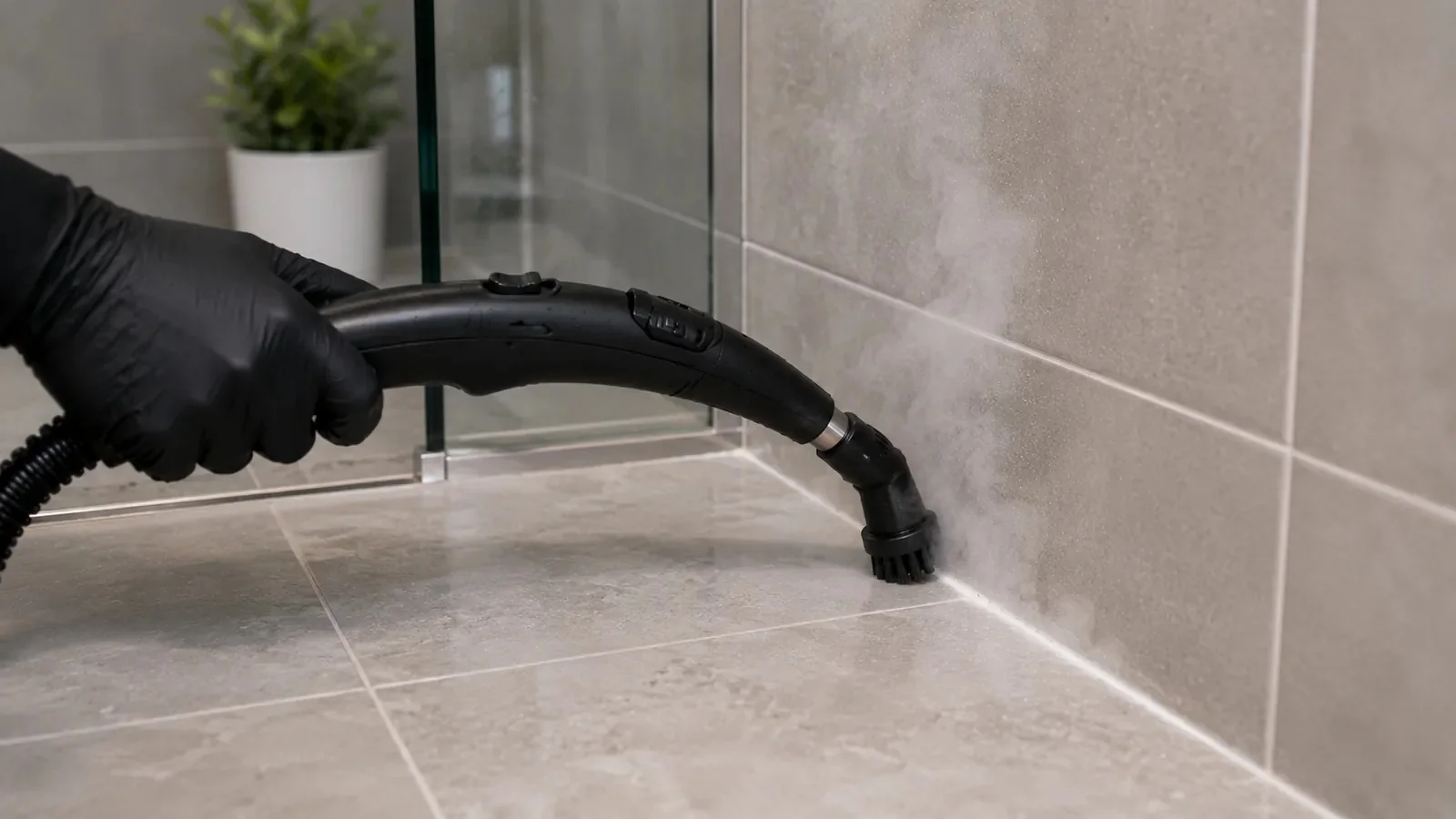 Limpieza con vapor de juntas de azulejos