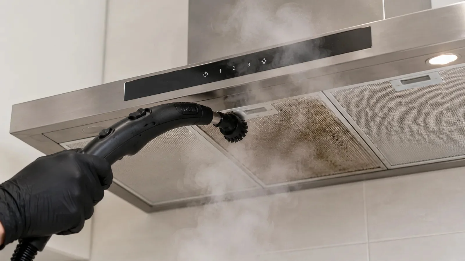 Limpieza con vapor de una campana extractora
